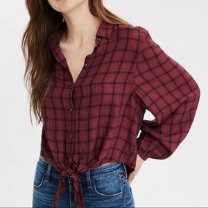 American Eagle Plaid Tie at the Front Top